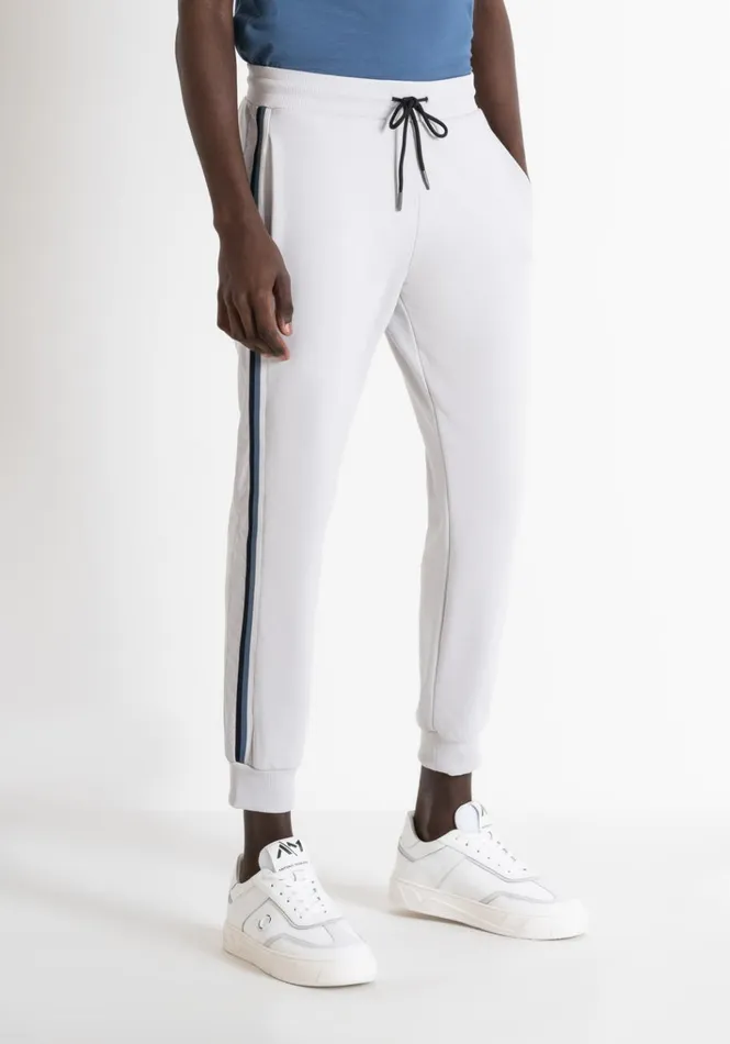 Trousers Men Antony Morato Regular Fit Cotton Blend Sweatpants With Side Bands Ice
