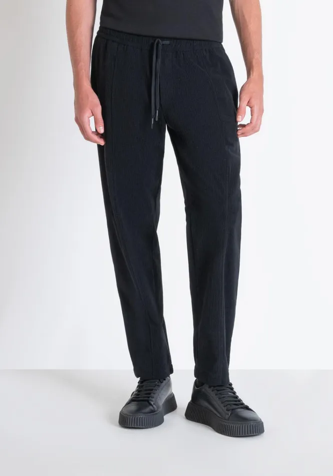 Trousers Men Antony Morato Regular Fit Worked Corduroy Trousers Black