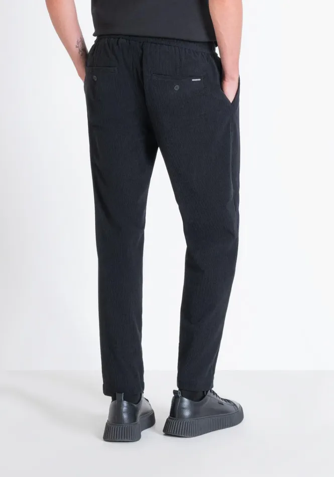 Trousers Men Antony Morato Regular Fit Worked Corduroy Trousers Black