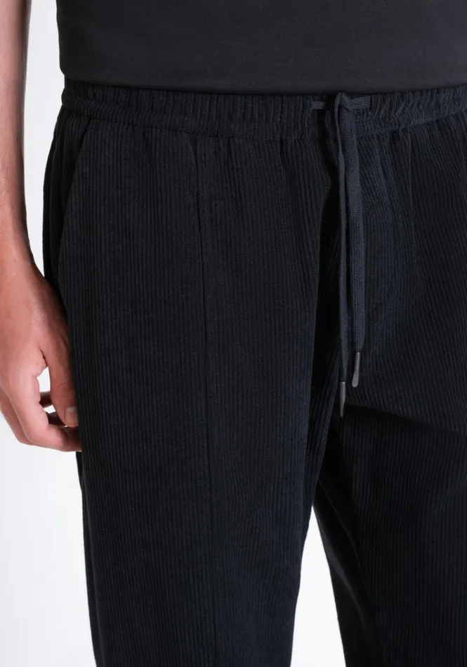 Trousers Men Antony Morato Regular Fit Worked Corduroy Trousers Black