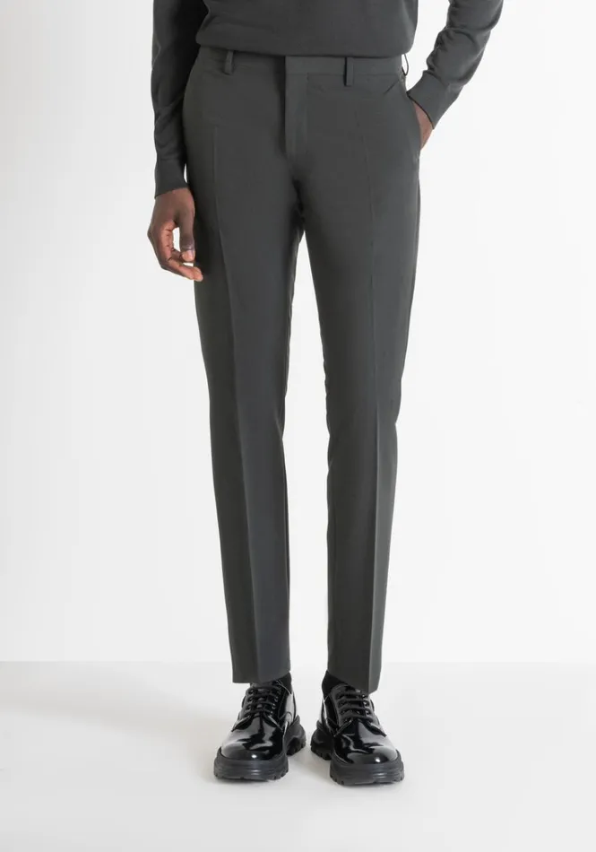 Trousers Men Antony Morato Slim Fit 034Bonnie034 Green Trousers In Elastic Viscose Forest Green