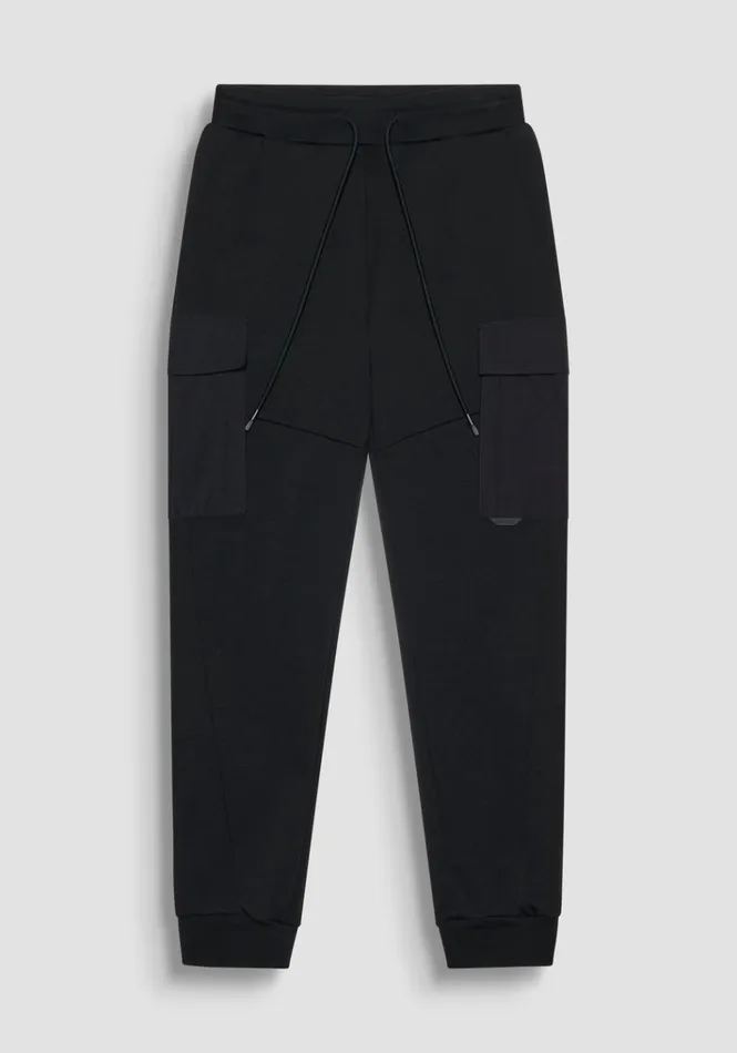 Trousers Men Antony Morato Slim Fit Trousers In SolidColour Cotton Blend Fabric Black