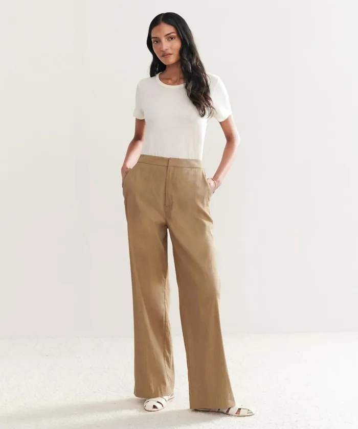 Trousers Women Jenni Kayne Linen Keaton Pant Khaki