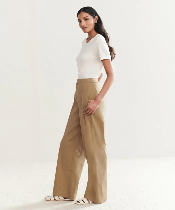 Trousers Women Jenni Kayne Linen Keaton Pant Khaki