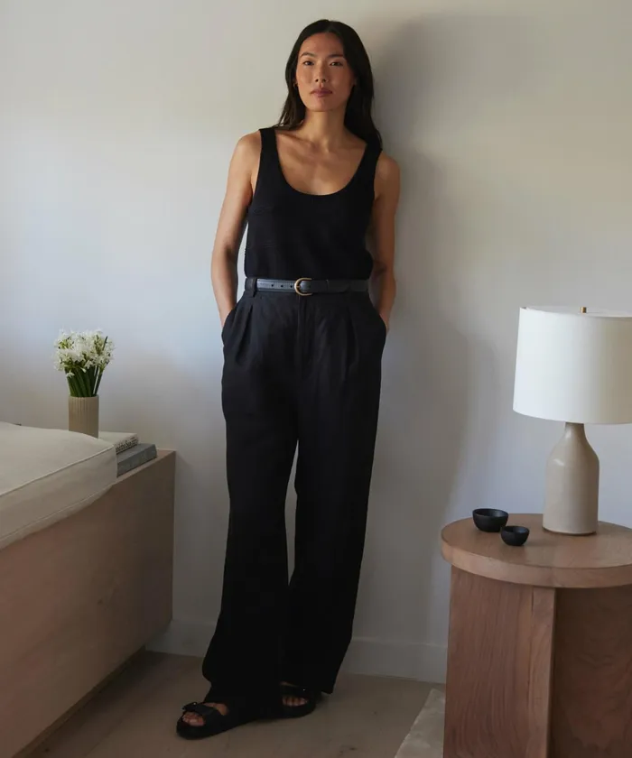 Trousers Women Jenni Kayne Linen Kyle Trouser Black