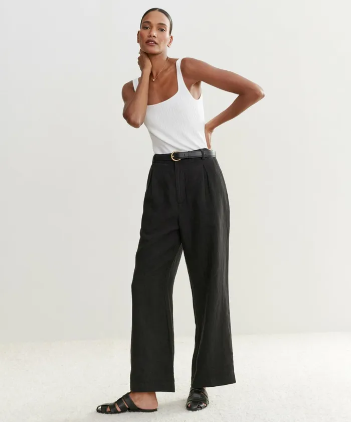 Trousers Women Jenni Kayne Linen Kyle Trouser Black