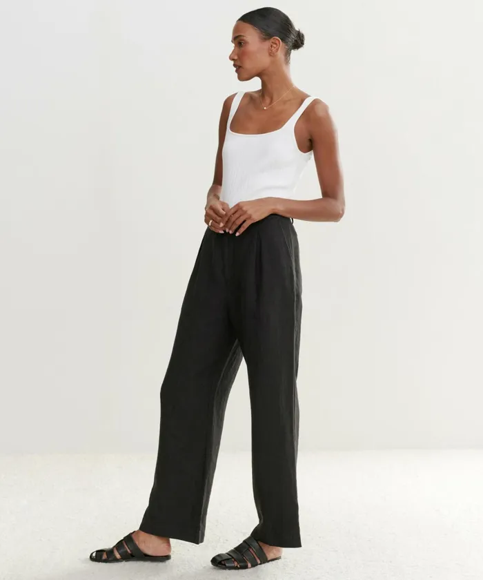 Trousers Women Jenni Kayne Linen Kyle Trouser Black