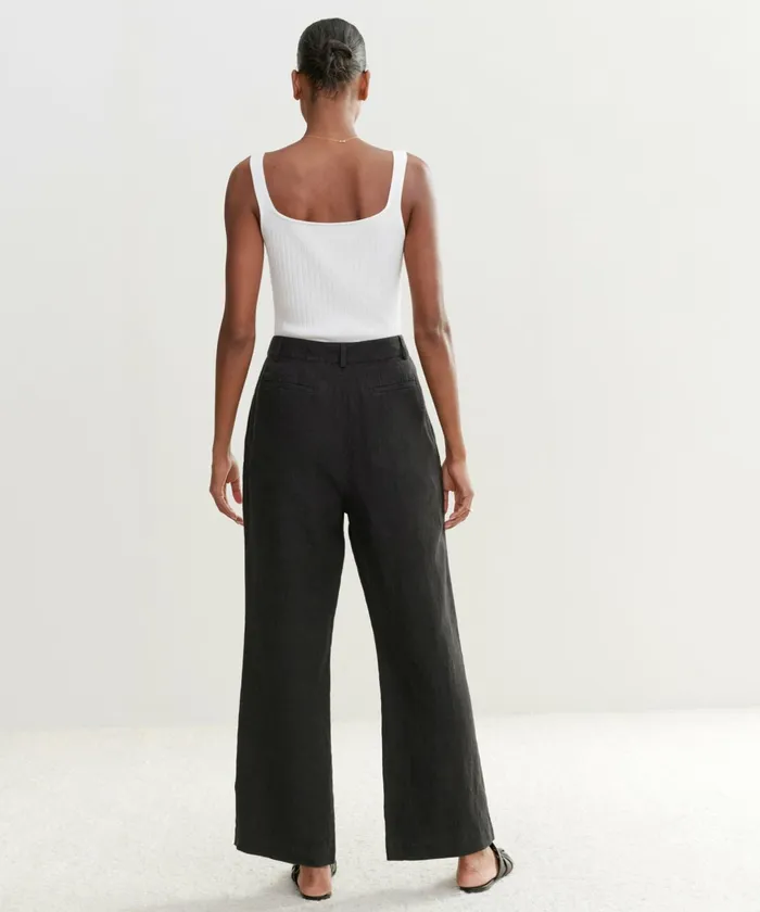 Trousers Women Jenni Kayne Linen Kyle Trouser Black