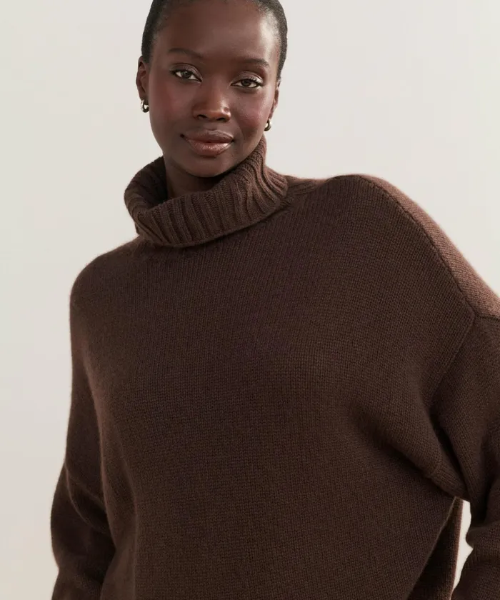 Turtlenecks Women Jenni Kayne Cashmere Porter Turtleneck Chocolate Chocolate