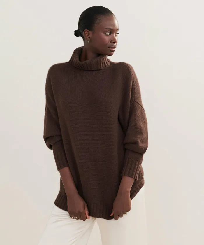 Turtlenecks Women Jenni Kayne Cashmere Porter Turtleneck Chocolate Chocolate