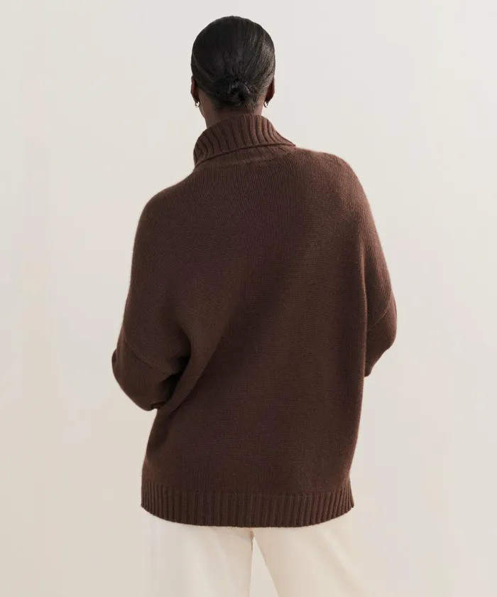 Turtlenecks Women Jenni Kayne Cashmere Porter Turtleneck Chocolate Chocolate
