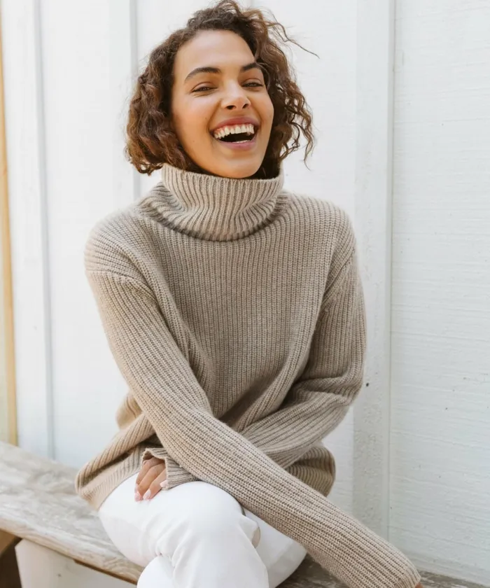 Turtlenecks Women Jenni Kayne Cashmere Turtleneck Undyed Stone