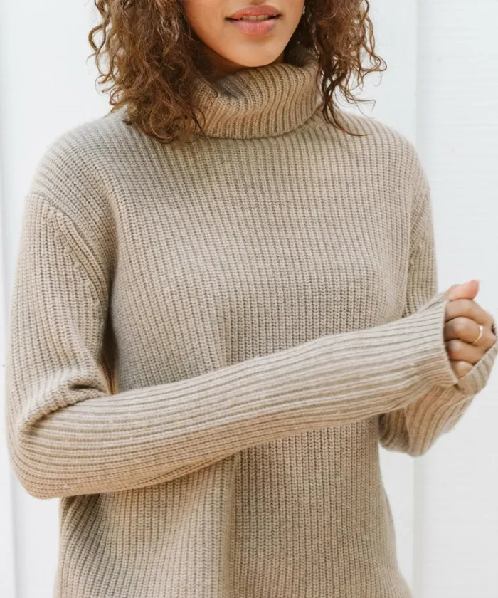Turtlenecks Women Jenni Kayne Cashmere Turtleneck Undyed Stone