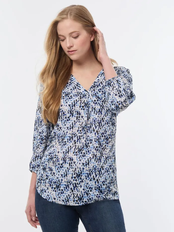 VNeck Pleated Kelly Blouse Crepe De Chine Women Jones New York Tops and Blouses