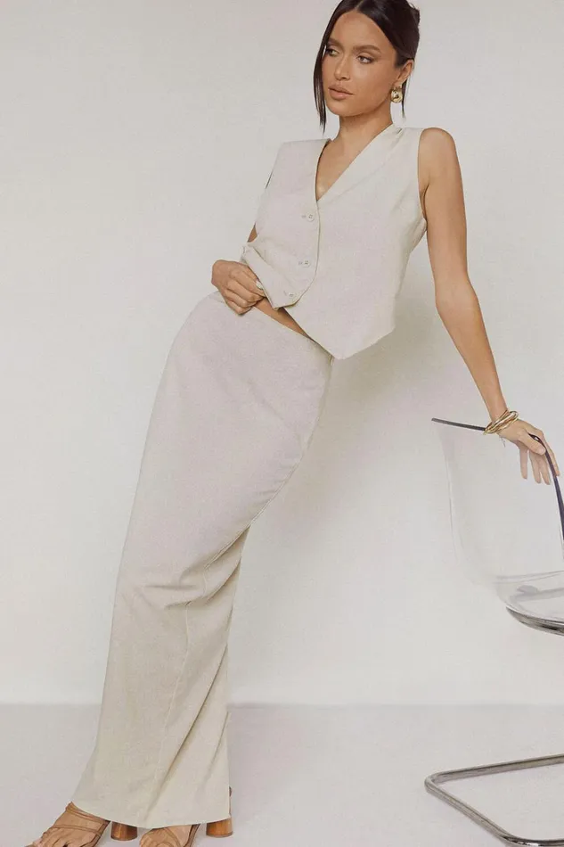 Vance Maxi Skirt 8211 Linen Look Back Split Skirt In Oat Women Showpo Curve Clothes