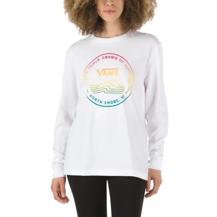 Vans 2020 VTCS Logo Long Sleeve Boyfriend Tee White Womens TShirts and Tanks