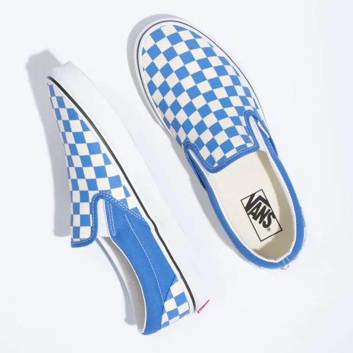 Vans Checkerboard Classic SlipOn Nebulas BlueTrue White MensWomens Classics Shoes Vans Checkerboard Classic SlipOn Nebulas BlueTrue White MensWomens Classics Shoes