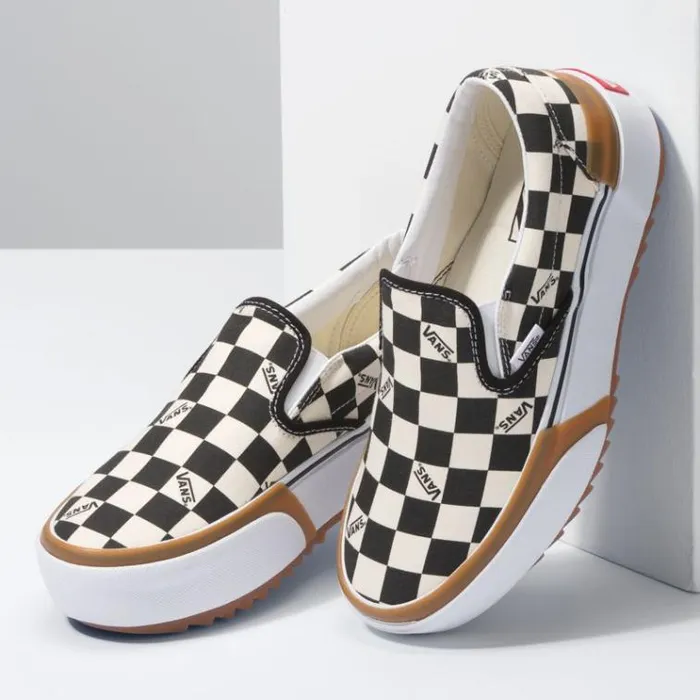 Vans Checkerboard SlipOn Stacked MultiTrue White Womens Classics Shoes Vans Checkerboard SlipOn Stacked MultiTrue White Womens Classics Shoes