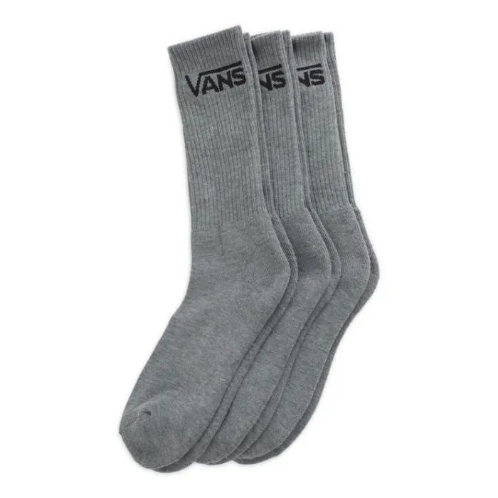 Vans Classic Crew Socks 3 Pack Heather Grey Mens Socks