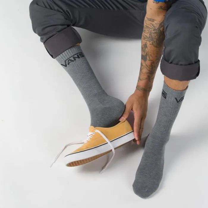 Vans Classic Crew Socks 3 Pack Heather Grey Mens Socks
