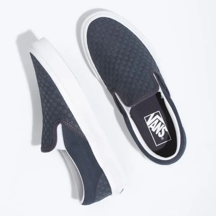 Vans Emboss Mini Check Classic SlipOn India InkTrue White MensWomens Classics Shoes Vans Emboss Mini Check Classic SlipOn India InkTrue White MensWomens Classics Shoes