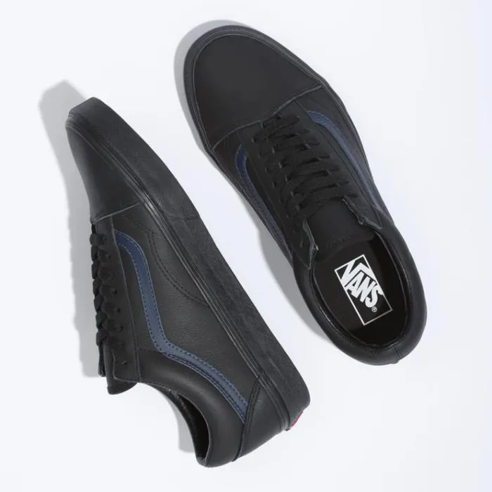 Vans Leather Pop Old Skool BlackDress Blues MensWomens Classics Shoes Vans Leather Pop Old Skool BlackDress Blues MensWomens Classics Shoes