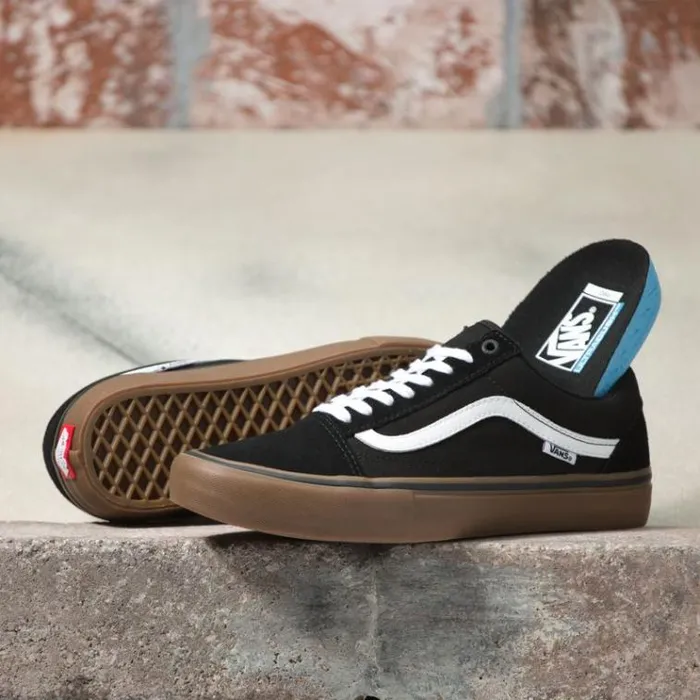 Vans Old Skool Pro BlackWhiteMedium Gum MensWomens Pro Skate