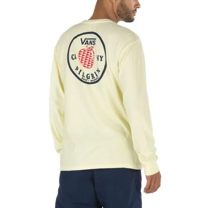 Vans Pilgrim Surf Supply Apple Long Sleeve TShirt Double Cream Mens TShirts and Tanks