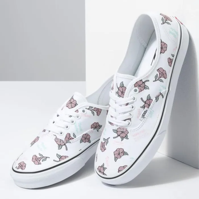 Vans Thank You Floral Authentic True WhiteTrue White MensWomens Classics Shoes Vans Thank You Floral Authentic True WhiteTrue White MensWomens Classics Shoes
