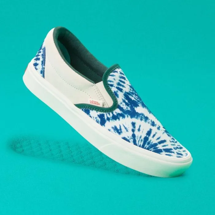 Vans TieDye Clash ComfyCush SlipOn Antique WhiteBistro Green MensWomens Classics Shoes