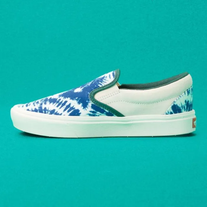Vans TieDye Clash ComfyCush SlipOn Antique WhiteBistro Green MensWomens Classics Shoes Vans TieDye Clash ComfyCush SlipOn Antique WhiteBistro Green MensWomens Classics Shoes