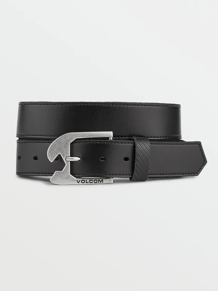 Volcom Belts and Wallets Skully Leather Belt 8211 Black Black 8211 Mens