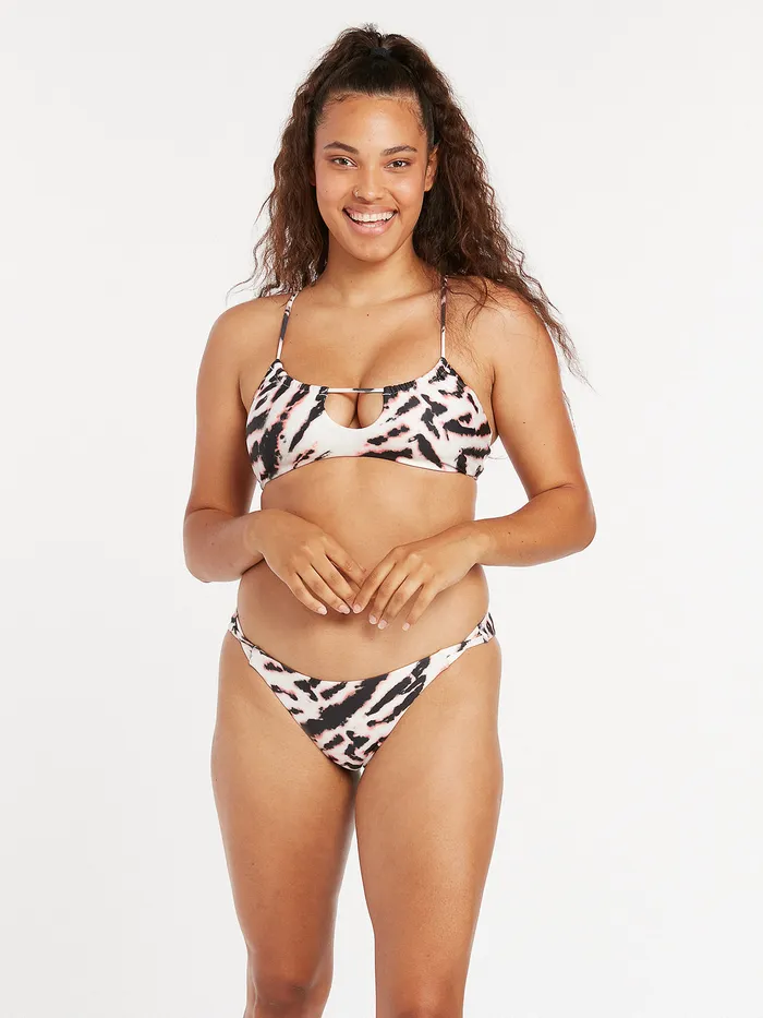 Volcom EcoTrue Swim Tie Of The Tiger Scoop Bikini Top 8211 White Combo White Combo 8211 Womens