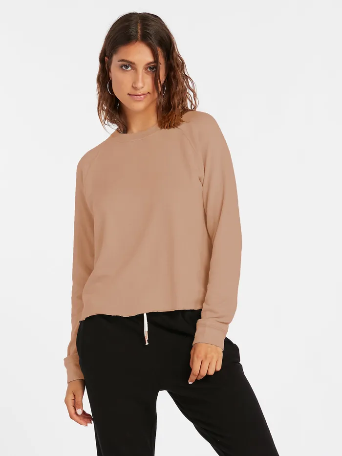 Volcom Hoodies and Sweatshirts Lived In Lounge Crew 8211 Vintage Brown Vintage Brown 8211 Womens