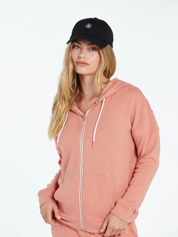 Volcom Hoodies and Sweatshirts Lived In Lounge Zip Fleece 8211 Light Mauve Light Mauve 8211 Womens