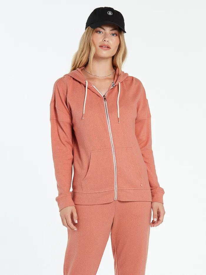Volcom Hoodies and Sweatshirts Lived In Lounge Zip Fleece 8211 Light Mauve Light Mauve 8211 Womens