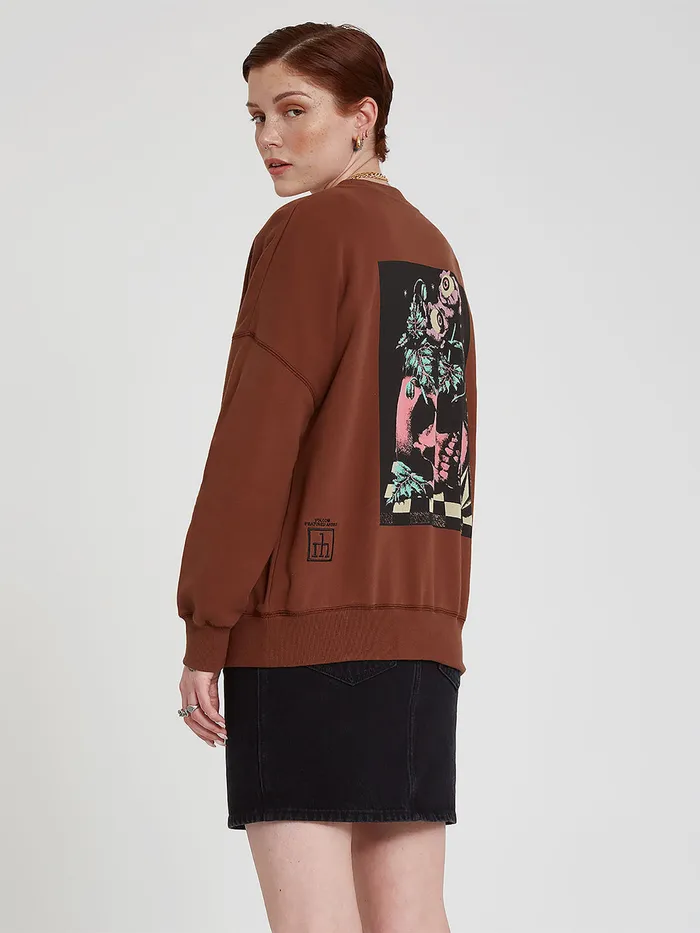 Volcom Hoodies and Sweatshirts MAX LOEFFLER FA CREW 8211 BROWN Brown 8211 Womens Volcom Hoodies and Sweatshirts MAX LOEFFLER FA CREW 8211 BROWN Brown 8211 Womens