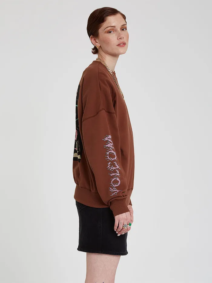 Volcom Hoodies and Sweatshirts MAX LOEFFLER FA CREW 8211 BROWN Brown 8211 Womens Volcom Hoodies and Sweatshirts MAX LOEFFLER FA CREW 8211 BROWN Brown 8211 Womens