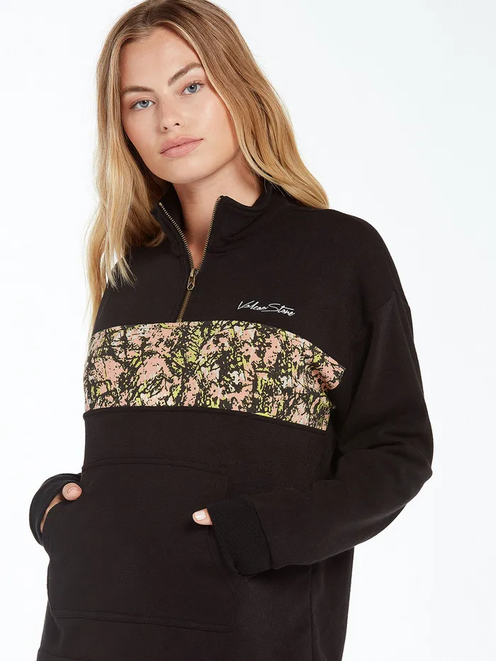 Volcom Hoodies and Sweatshirts Stone Stacked Mock Neck 8211 Black Black 8211 Womens