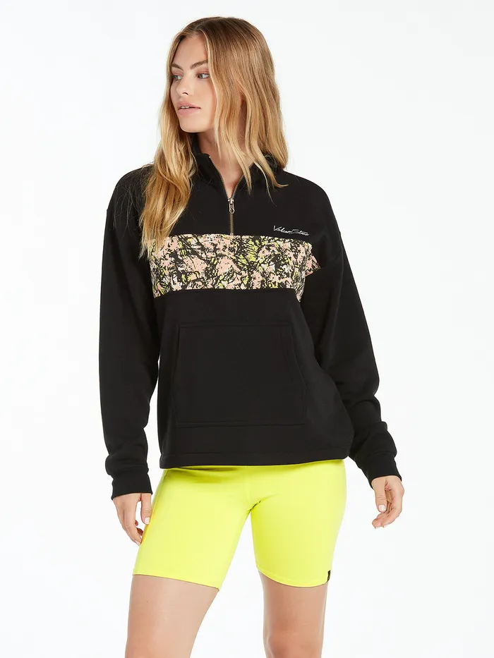 Volcom Hoodies and Sweatshirts Stone Stacked Mock Neck 8211 Black Black 8211 Womens