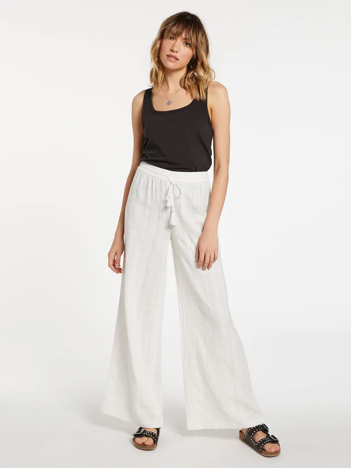 Volcom Pants Sun Spent Wide Leg Beach Pant 8211 Star White Star White 8211 Womens