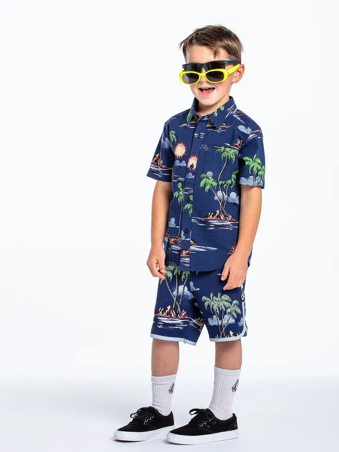 Volcom Shirts and Flannels Little Boys Isle Hoppa Short Sleeve 8211 Niagra Niagara 8211 Boys