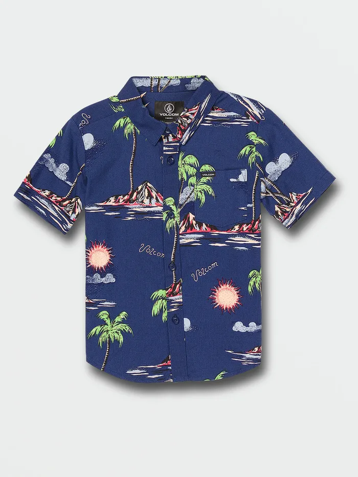Volcom Shirts and Flannels Little Boys Isle Hoppa Short Sleeve 8211 Niagra Niagara 8211 Boys