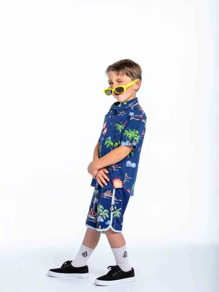 Volcom Shirts and Flannels Little Boys Isle Hoppa Short Sleeve 8211 Niagra Niagara 8211 Boys