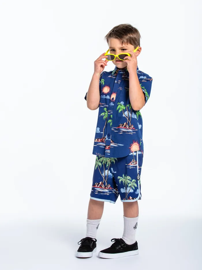 Volcom Shirts and Flannels Little Boys Isle Hoppa Short Sleeve 8211 Niagra Niagara 8211 Boys