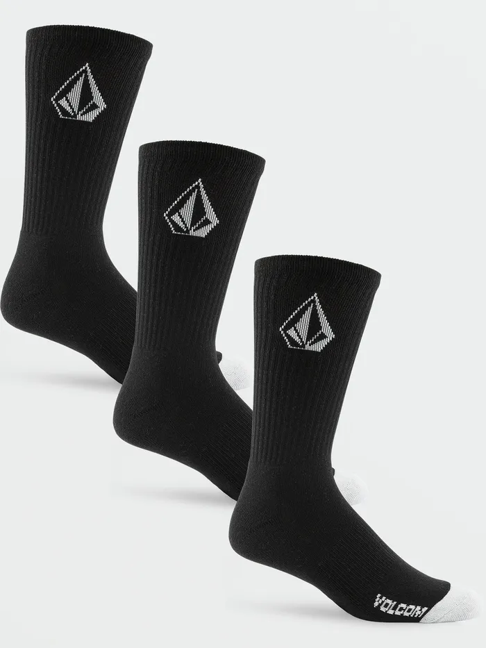 Volcom Socks Full Stone Socks 3 Pack 8211 Black Black 8211 Mens