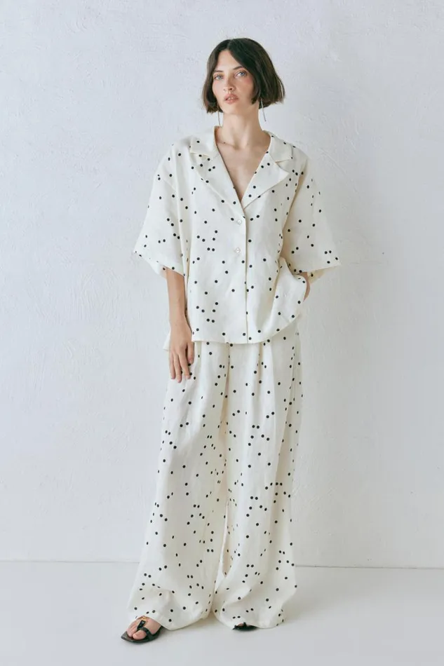 VRG GRL Anke Linen Shirt Dot Women Short Sleeve