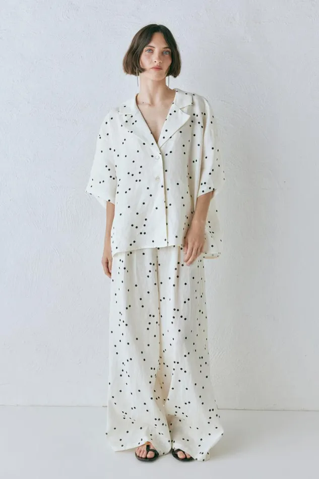 VRG GRL Anke Linen Shirt Dot Women Short Sleeve