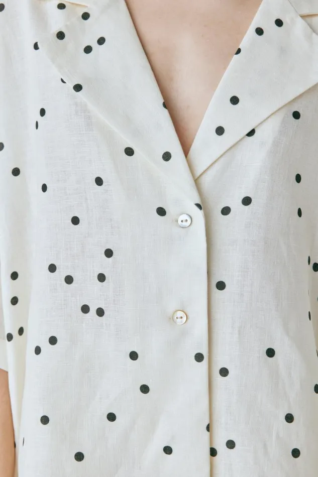 VRG GRL Anke Linen Shirt Dot Women Short Sleeve