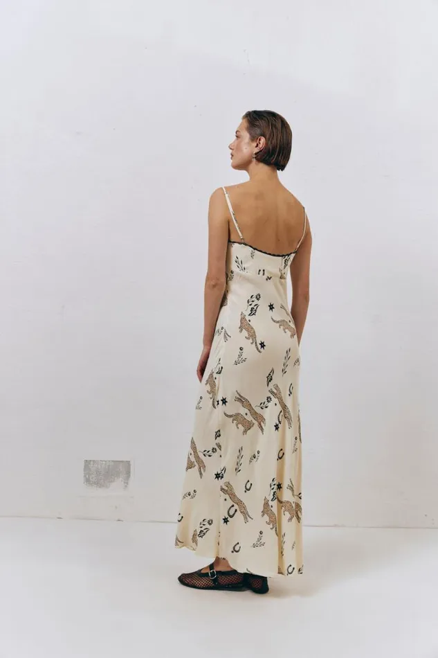 VRG GRL Cosmic Bias Cut Maxi Dress Cream Women MidiMaxi Dresses